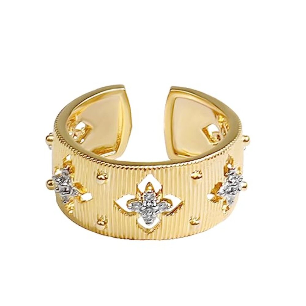 14K Gold Plated Clover Zircon Rings